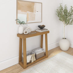 Classic Console Table with Shelf - 36” Console Table Plank+Beam Pecan