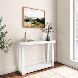 Classic Console Table with Shelf - 46” Console Table Plank+Beam White