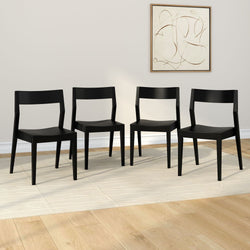 Solid Wood Dining Chair (Set of 4) Dining Chair Plank+Beam Black