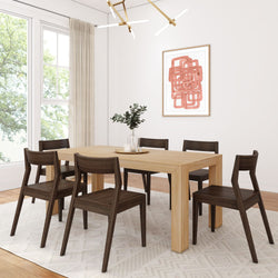 Modern Dining Set with Walnut Chairs - 72" Dining Set Plank+Beam Blonde Wirebrush