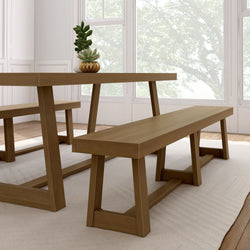 Classic Dining Bench - 85" Dining Bench Plank+Beam Pecan Wirebrush