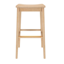 Wooden bar stool with natural finish and minimalist design.