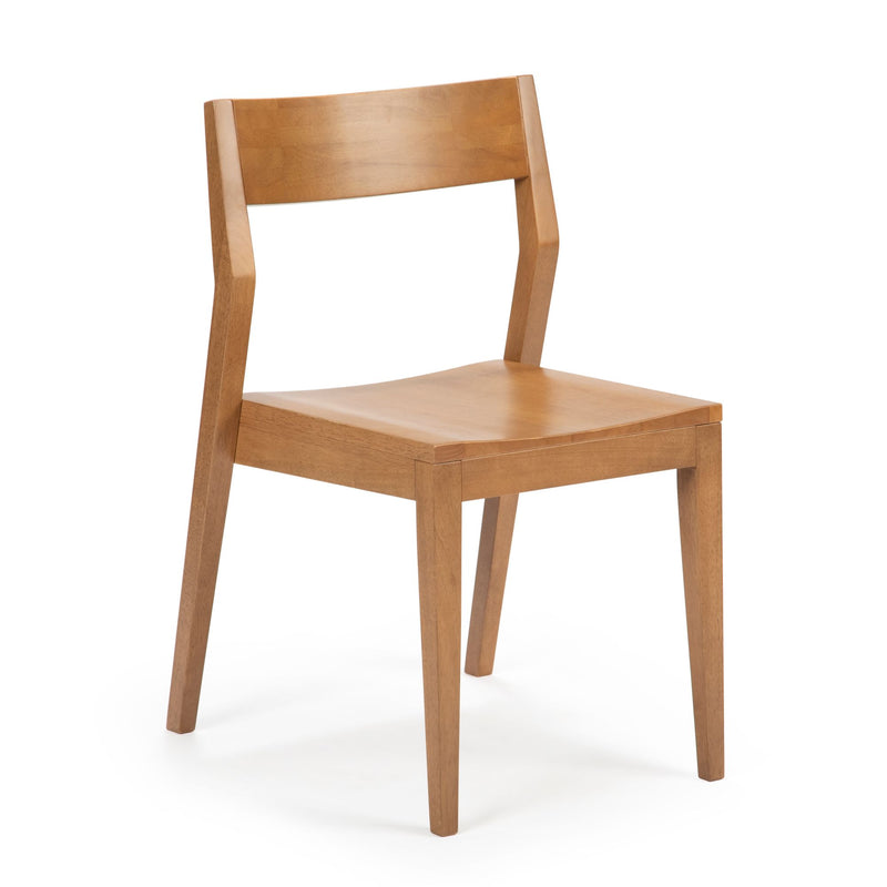 Minimalist wooden dining chair with natural finish, ideal for modern home decor.