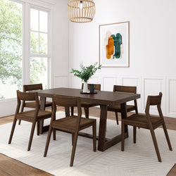 Classic Dining Set with Walnut Chairs - 72" Dining Set Plank+Beam Walnut Wirebrush