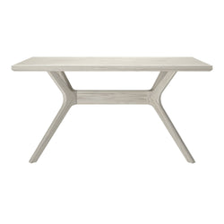 Modern minimalist wooden dining table with angled legs.