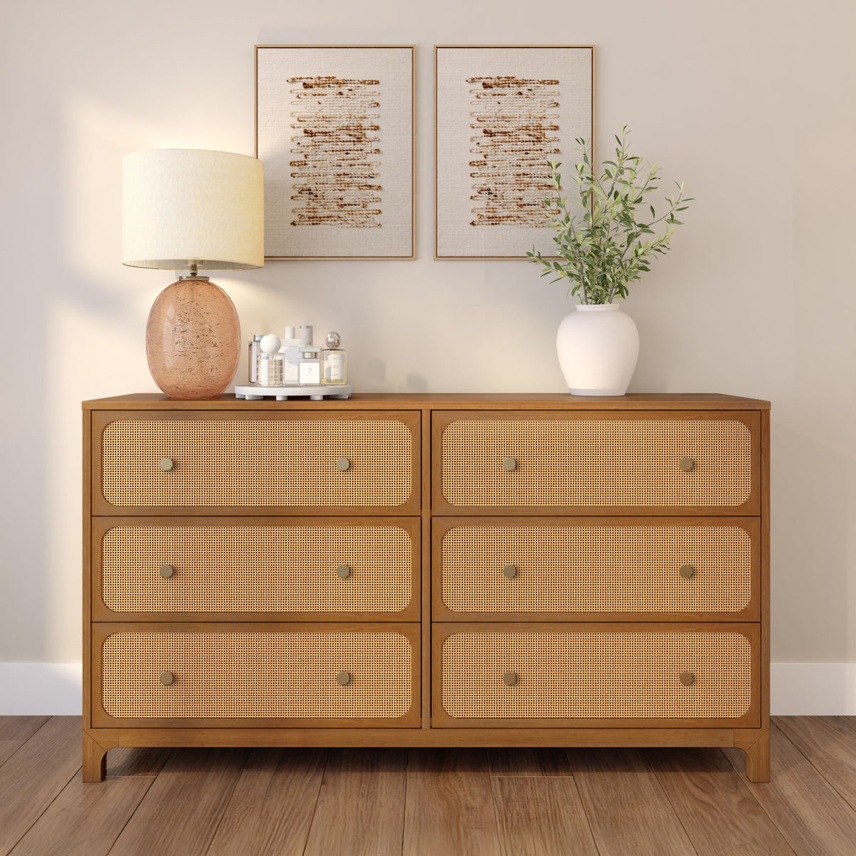 Elio Rattan 6 Drawer Dresser Plank+Beam Elio Rattan 6 Drawer Dresser Plank+Beam