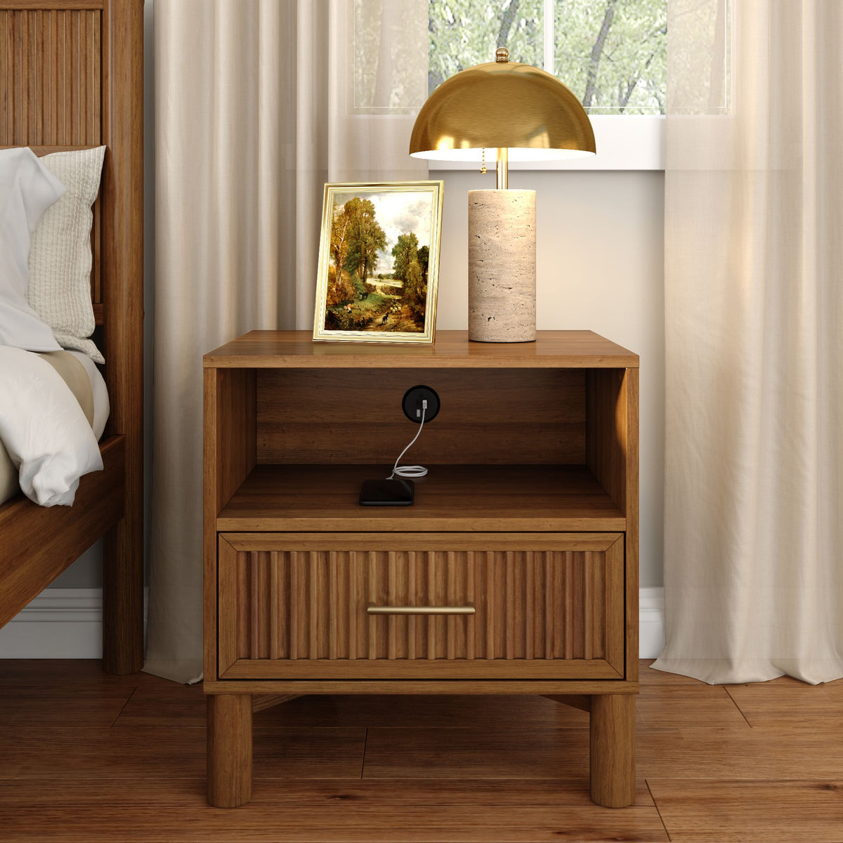 Sera Nightstand with Charging Station – Plank+Beam