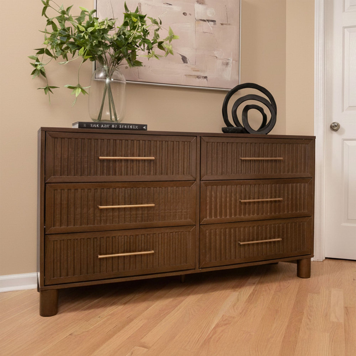 Sera Fluted 6-Drawer Wood Horizontal Dresser