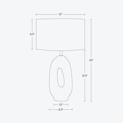 Modern table lamp with 22-inch height and unique oval base design, perfect for contemporary home decor.