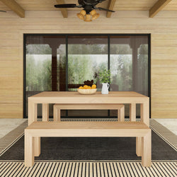 Modern Outdoor Solid Wood Bench Outdoor Bench Plank+Beam