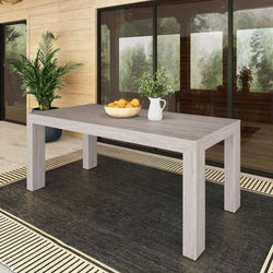 Modern Outdoor Solid Wood Table - 72" Outdoor Table Plank+Beam Seashell Wirebrush