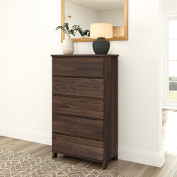 Rustic 5-Drawer Tall Dresser Dresser Plank+Beam Barnwood Brown