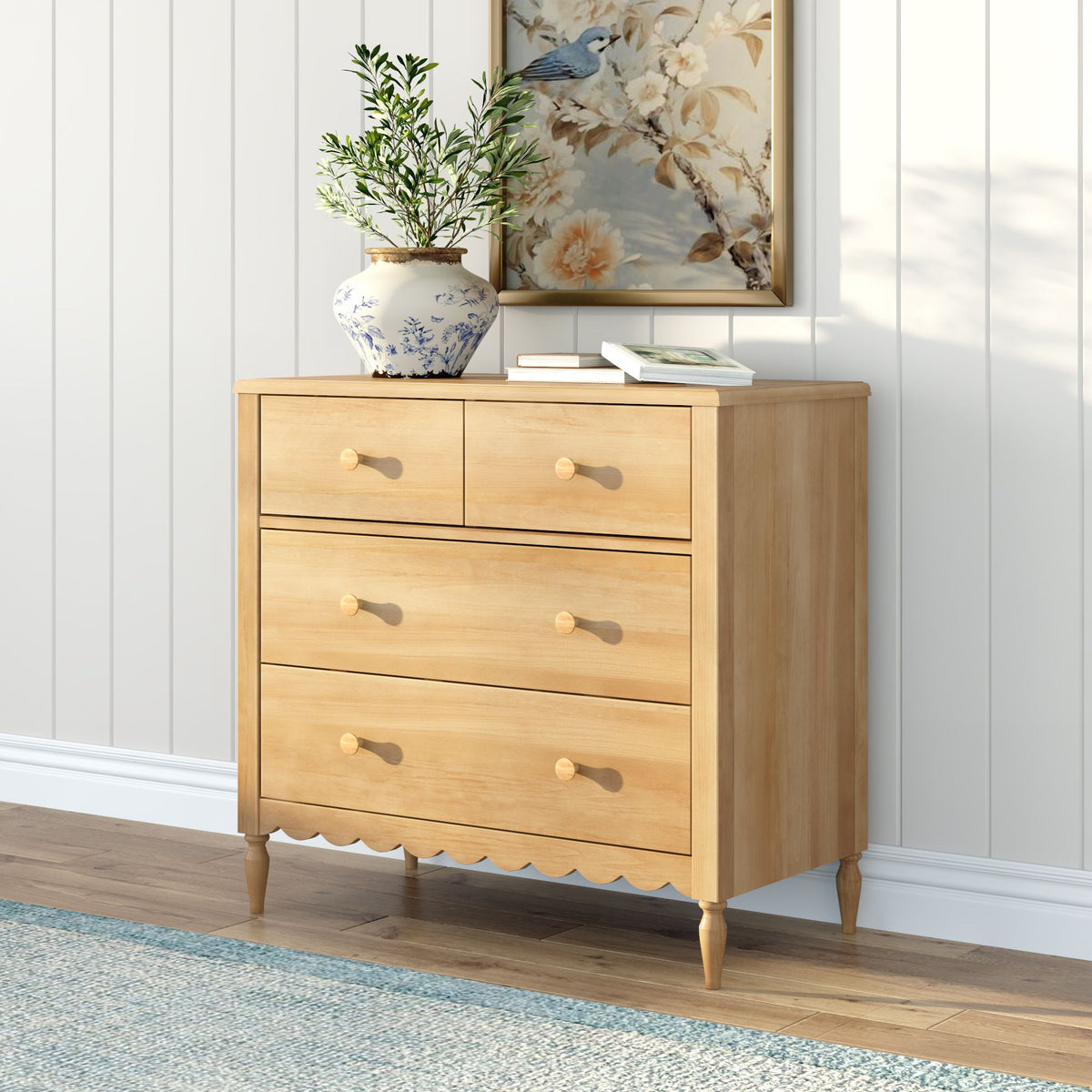 long 4 drawer dresser (Combined Listing) Willow | Easy Assembly | 1 Year Warranty Pink Geometric Floral Cotton Premium quality maple wood Color:Malibu Pink Bouquet