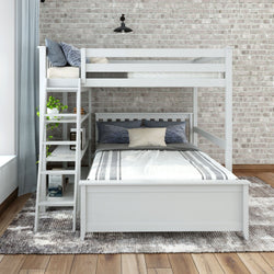 Classic Full/Full L-Shaped Bunk Bed + Bookcase Bunk Beds Plank+Beam