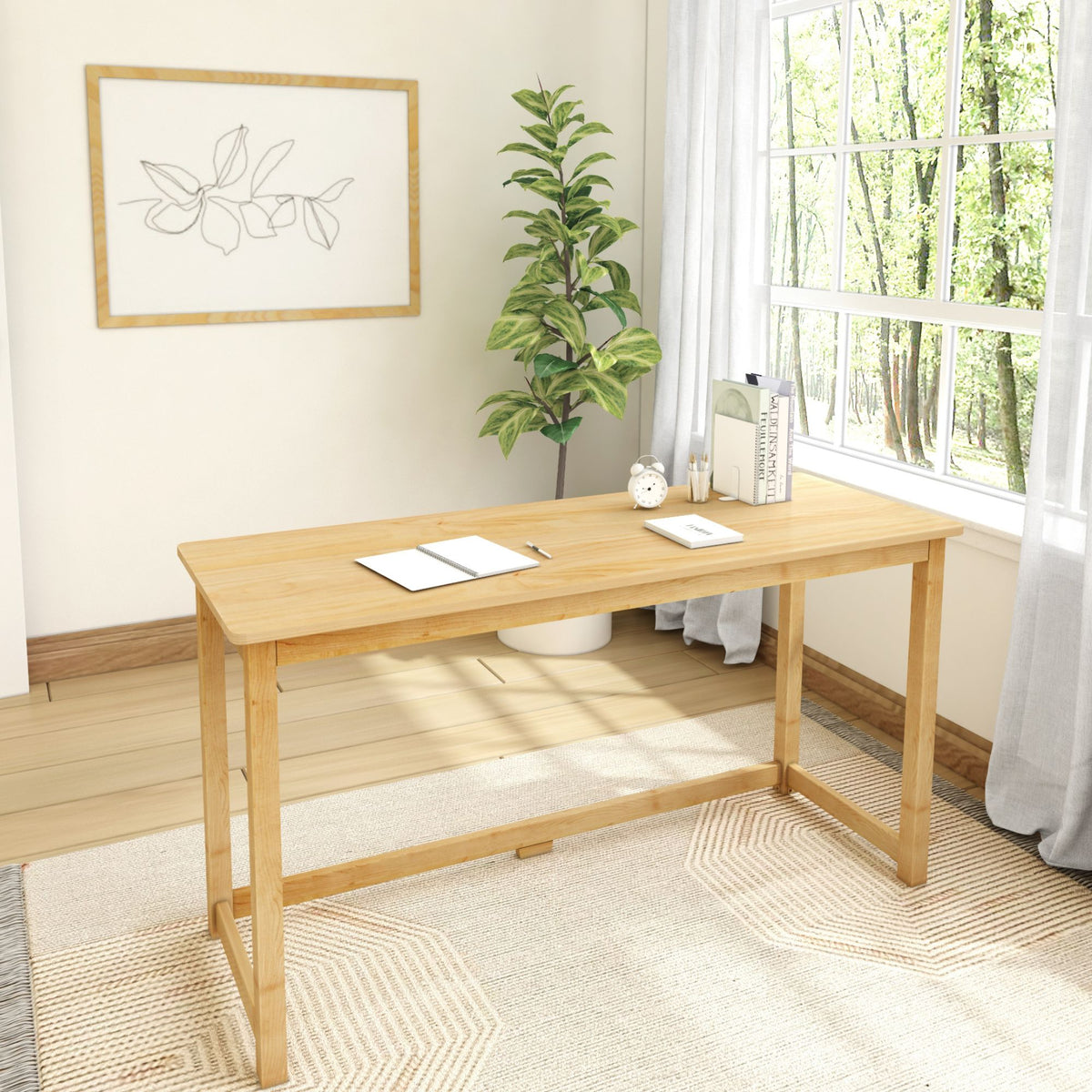 Solid Wood Computer Desk Plank Beam