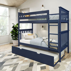 Classic Twin over Twin Bunk Bed + Trundle Bunk Beds Plank+Beam Blue