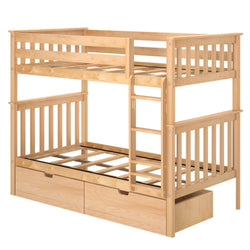 Classic Twin over Twin Bunk Bed + Underbed Storage Bunk Beds Plank+Beam