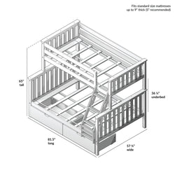 Classic Twin over Full Bunk Bed + Underbed Storage Bunk Beds Plank+Beam