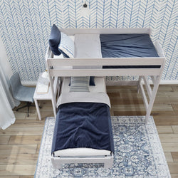 Rustic Twin/Twin L-Shaped Bunk Bed + Desk Bunk Beds Plank+Beam
