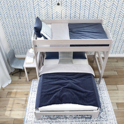 Rustic Twin/Queen L-Shaped Bunk Bed + Desk Bunk Beds Plank+Beam