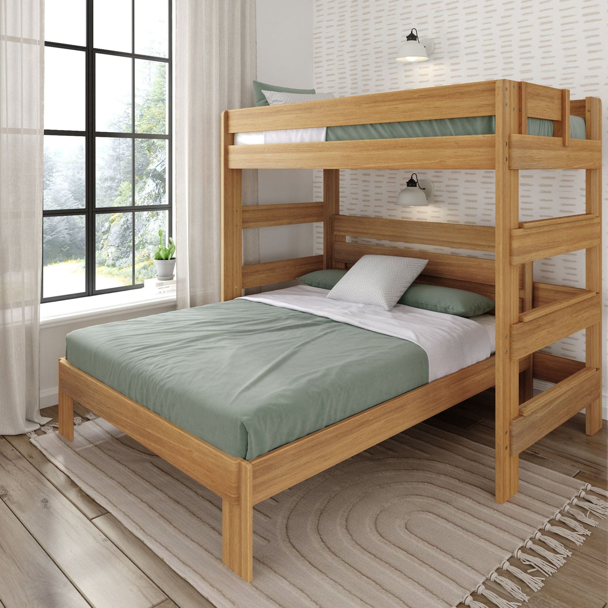 Rustic Twin/Queen L-Shaped Bunk Bed - Main Image