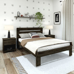 Rustic Slatted Bed - Queen Single Beds Plank+Beam Barnwood Brown