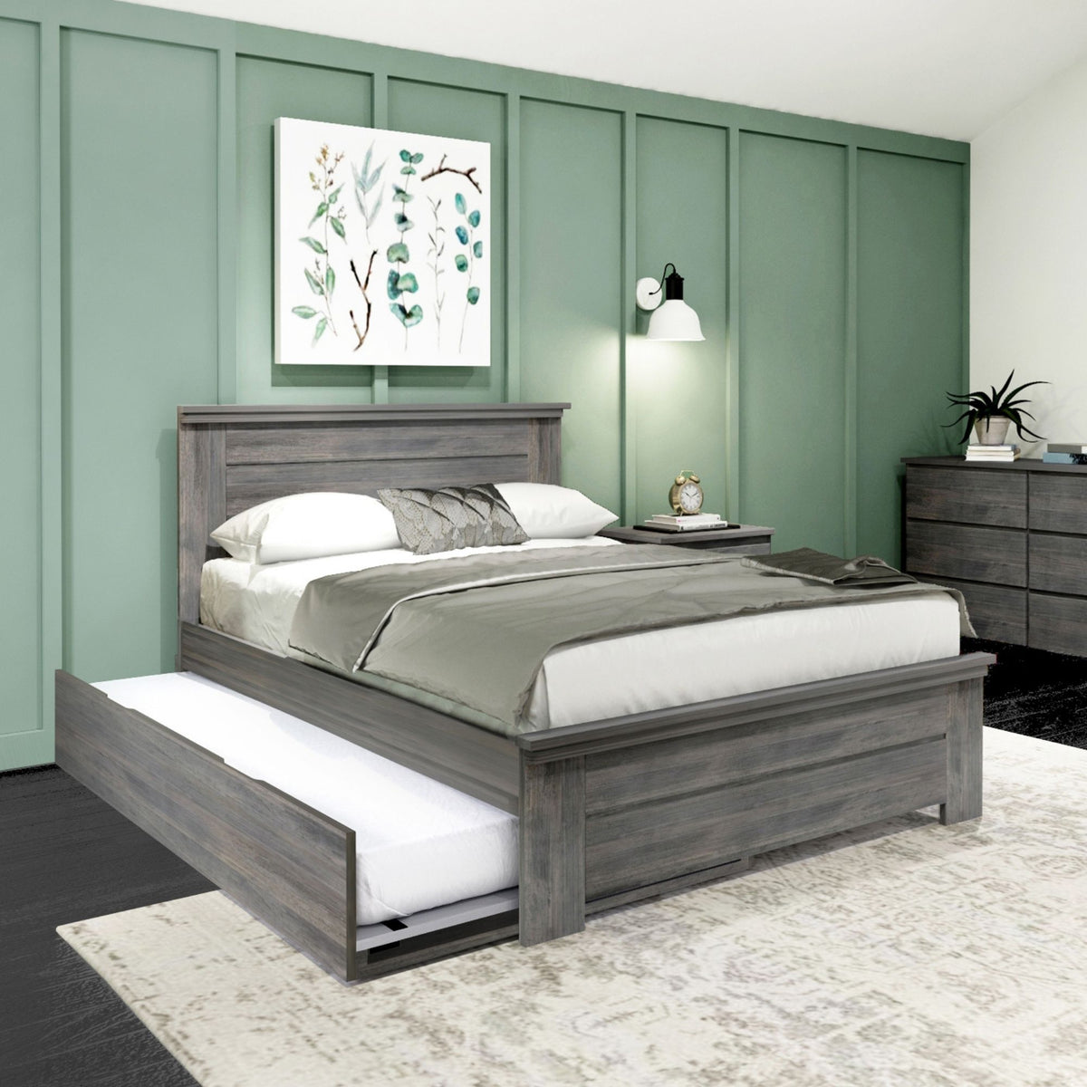 Rustic Panel Bed Trundle Full