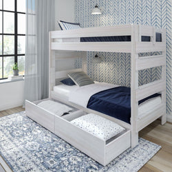 Rustic Twin over Twin Bunk Bed + Underbed Storage Bunk Beds Plank+Beam White Wash