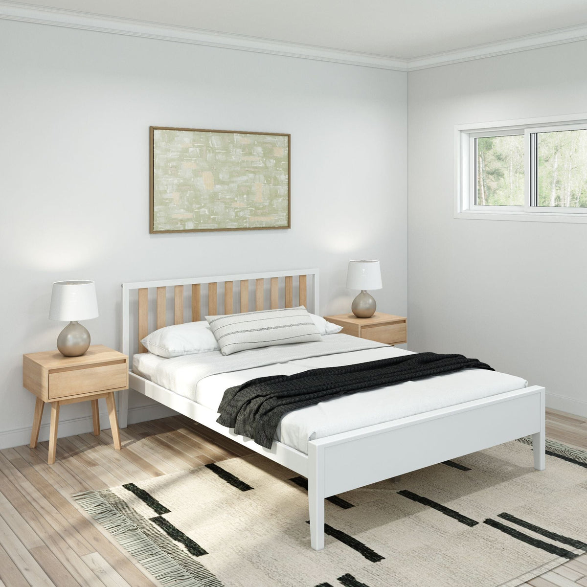 Plank+beam Scandinavian Bed Frame wit...