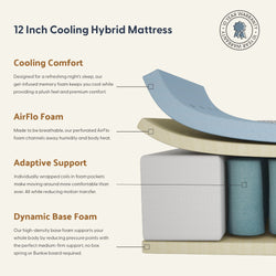 12" Cooling Hybrid Mattress, Queen Mattresses Plank+Beam 