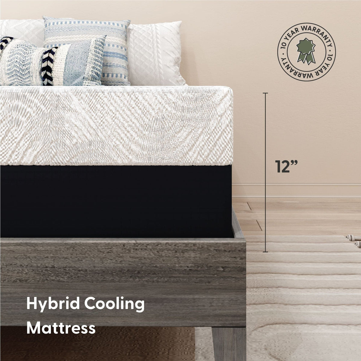 12 Inch Queen Cooling Hybrid Mattress Medium Firm Cooling Memory Foam