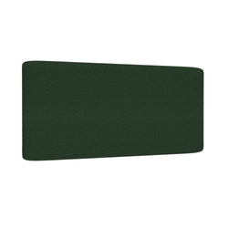 Dark green rectangular upholstered fabric headboard with rounded corners, modern minimalist bed headboard panel on white background