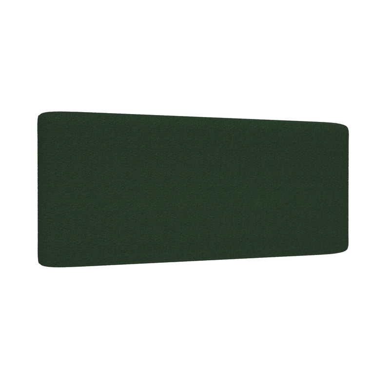 Forest green rectangular upholstered fabric headboard panel with rounded corners on white background