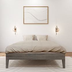 130221-185 : Single Beds Full-Size Platform Bed, Driftwood