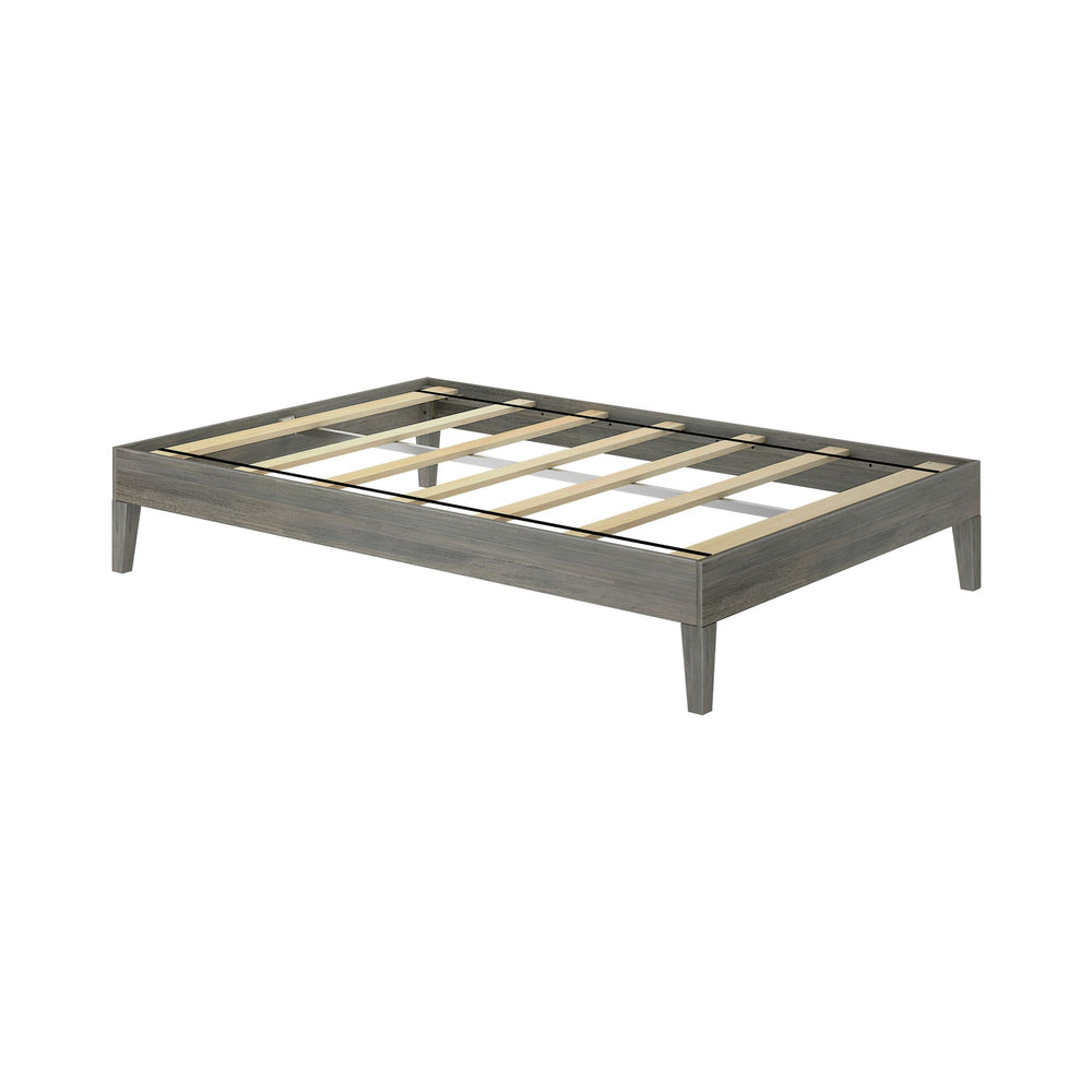 130221-185 : Single Beds Full-Size Platform Bed, Driftwood