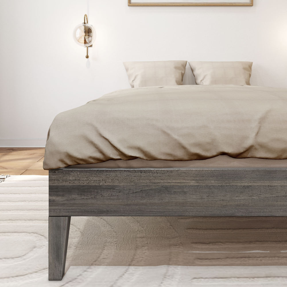 130221-185 : Single Beds Full-Size Platform Bed, Driftwood