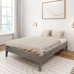 130221-185 : Single Beds Full-Size Platform Bed, Driftwood