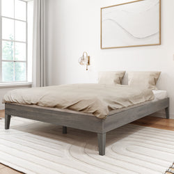 130322-185 : Single Beds Queen-Size Platform Bed, Driftwood