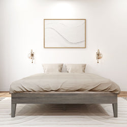 130322-185 : Single Beds Queen-Size Platform Bed, Driftwood