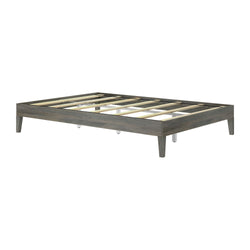 130322-185 : Single Beds Queen-Size Platform Bed, Driftwood