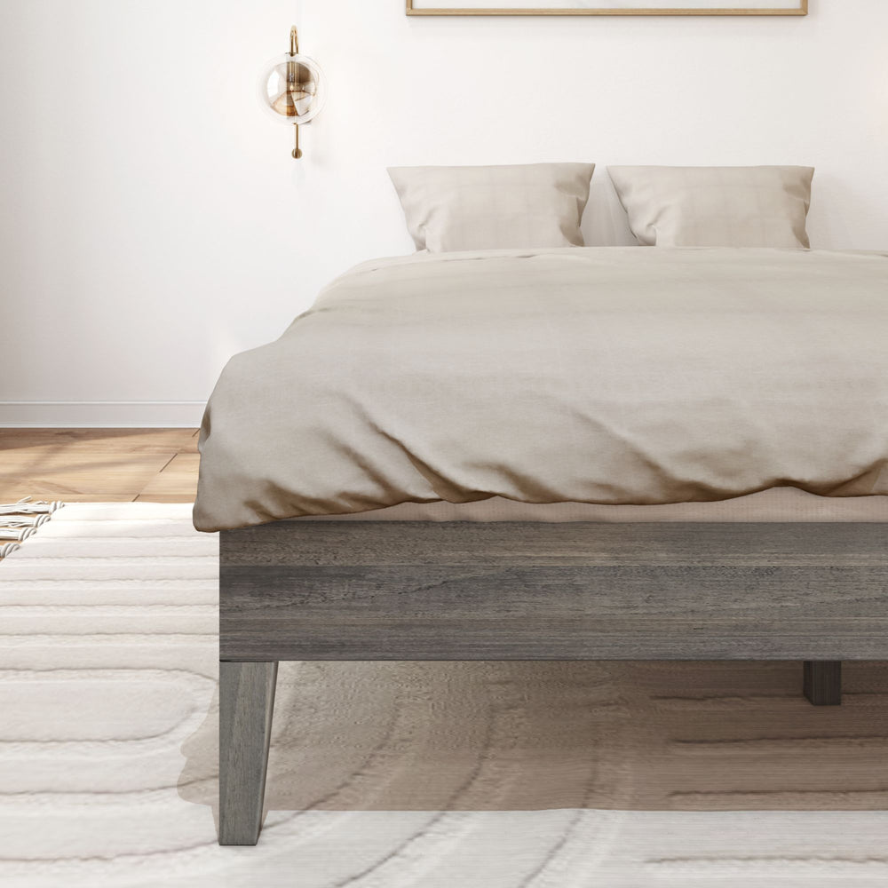 130322-185 : Single Beds Queen-Size Platform Bed, Driftwood