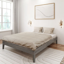 130322-185 : Single Beds Queen-Size Platform Bed, Driftwood