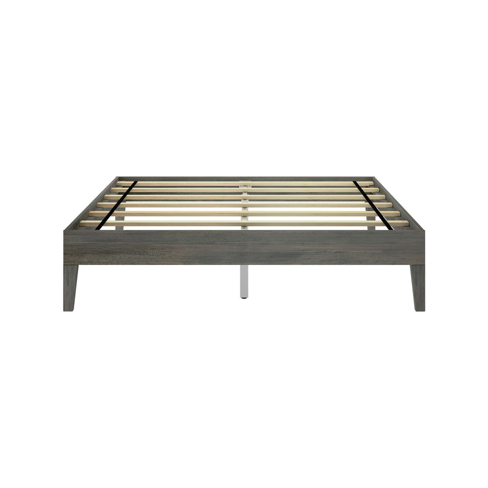 130322-185 : Single Beds Queen-Size Platform Bed, Driftwood