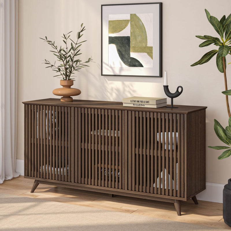 Mid-Century Modern 3-Door Sideboard - 59" Sideboard Plank+Beam Walnut 