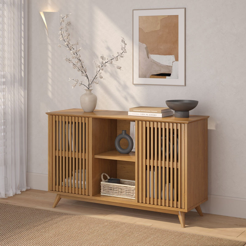 Mid-Century Modern 2-Door Sideboard - 49" Sideboard Plank+Beam Pecan 