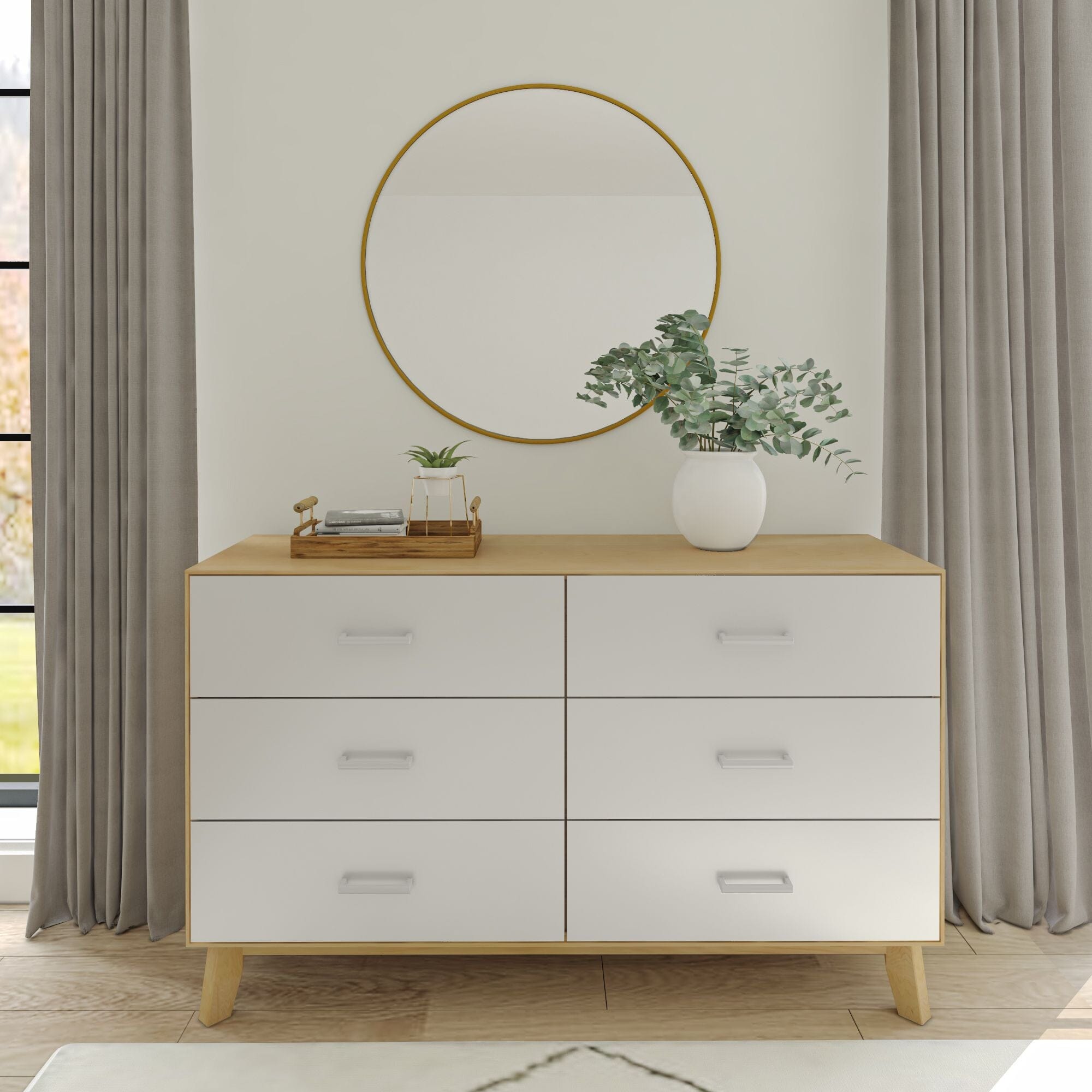 Light wood and white outlet dresser