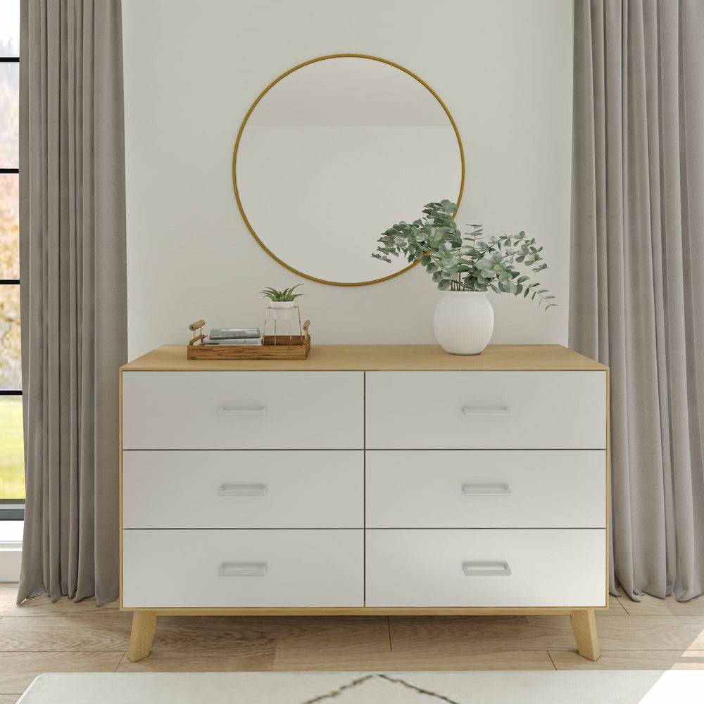 Duo 6-Drawer Dresser Furniture Plank+Beam White and Birch 