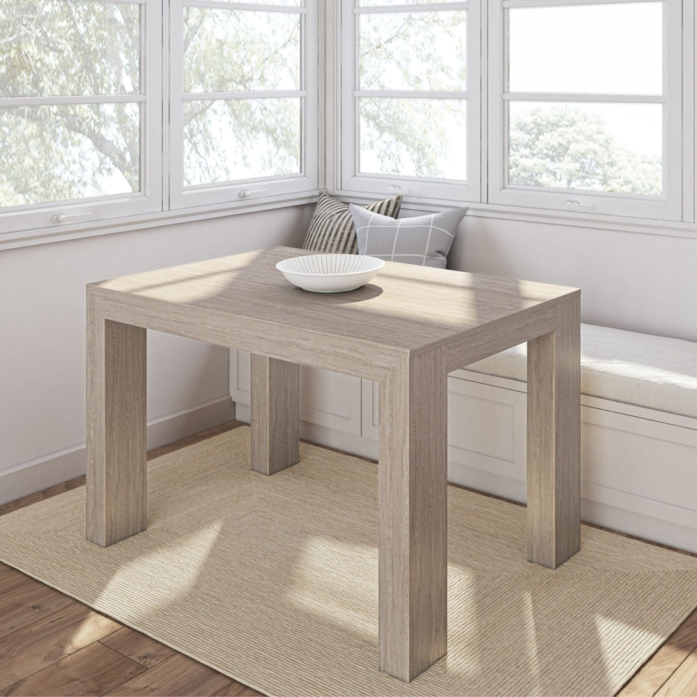 Modern Solid Wood Kitchen Table - 48 Inches Dining Table Plank+Beam Seashell Wirebrush 