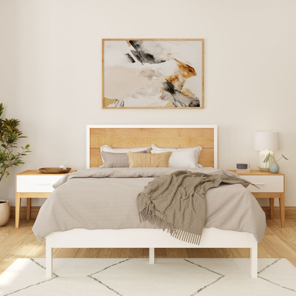 Duo Queen Bedroom Set with 2 Nightstands Bedroom Bundle Plank+Beam White and Birch 