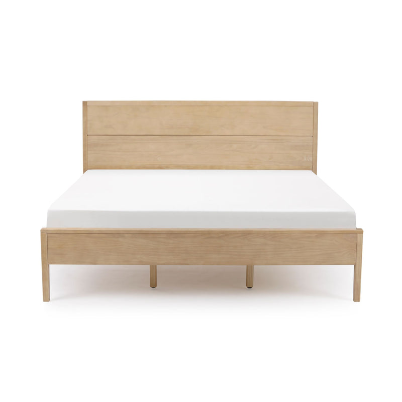 Wooden Platform Bed Frame with Headboard and Mattress